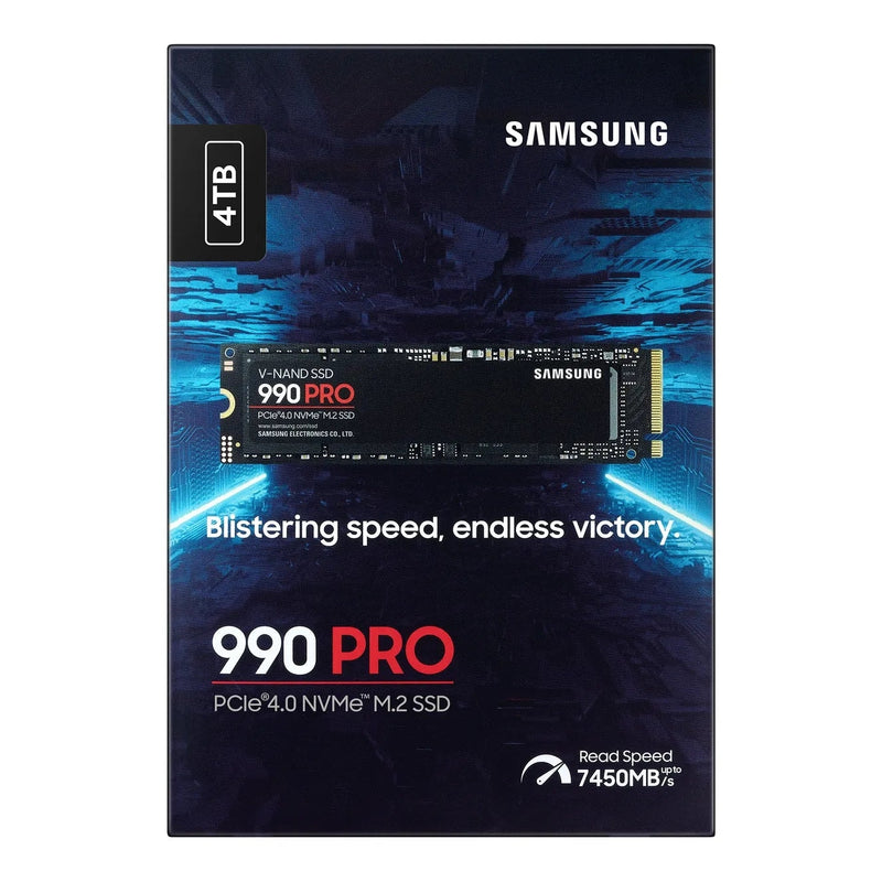 Samsung Mz-V9P4T0Bw 990 Pro 4 Tb Nvme Ssd - Read Speed Up To 7450 Mb S; Write Speed To Up 6900 Mb S; Random Read Up To 1400000 I