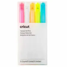 Cricut 5 Medium Point (1.0 Mm) Opaque Pens In Pink; White; Orange; Yellow; And Blue; Highly Opaque Ink Shows Up Well O