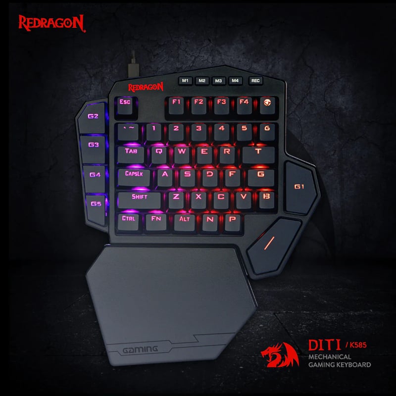 REDRAGON Diti Elite Pro One-Handed RGB Wireless Mechanical Gaming Keyboard - Black