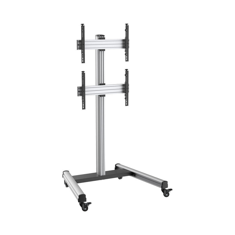 Linkqnet Lvs02-246Fw 40 - 65” Dual Stacking Screens, Height Adjustable Aluminium Av Trolley