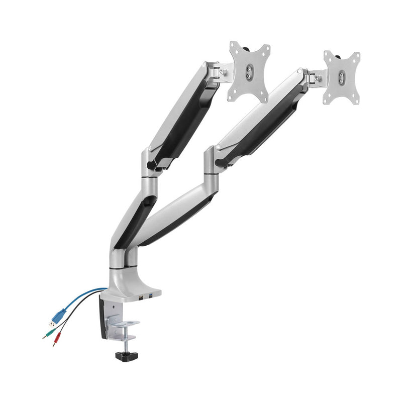 Bracket - Dual Monitor Interactive Counterbalance Aluminum Monitor Arm 3.0 Usb Port And Multi-Media Port