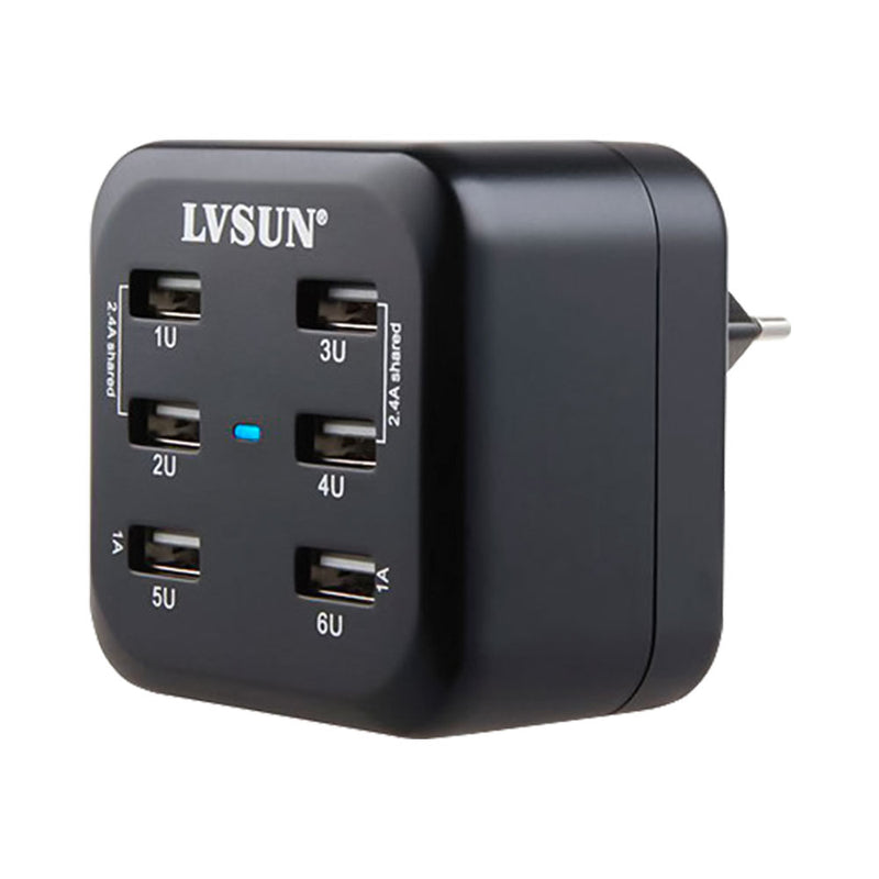 Lvsun 6-Port Usb 34W 5V 6.8A Charger