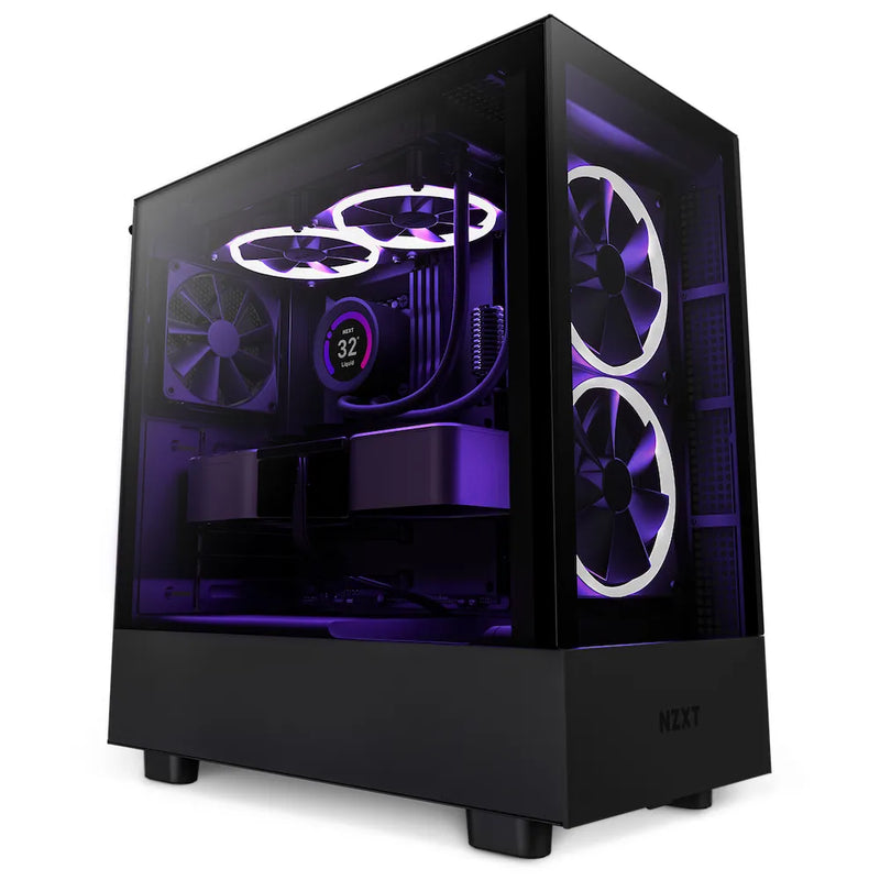 Nzxt H5Elite Mid-Tower Matte Black | Tempered Glass Front Panel And Built-In Rgb Controller | Perforated Top Panel | Includes