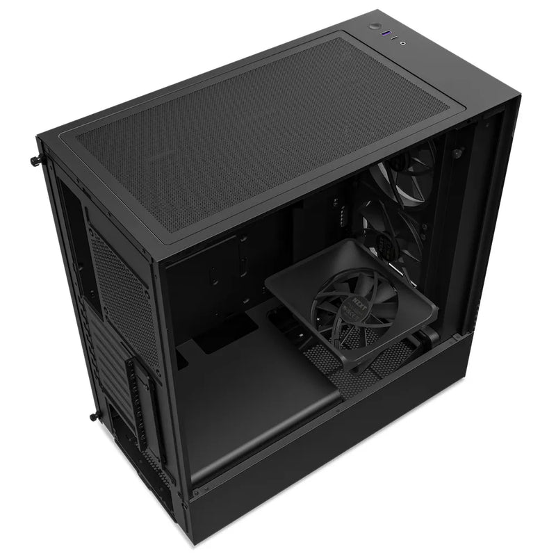 Nzxt H5Elite Mid-Tower Matte Black | Tempered Glass Front Panel And Built-In Rgb Controller | Perforated Top Panel | Includes