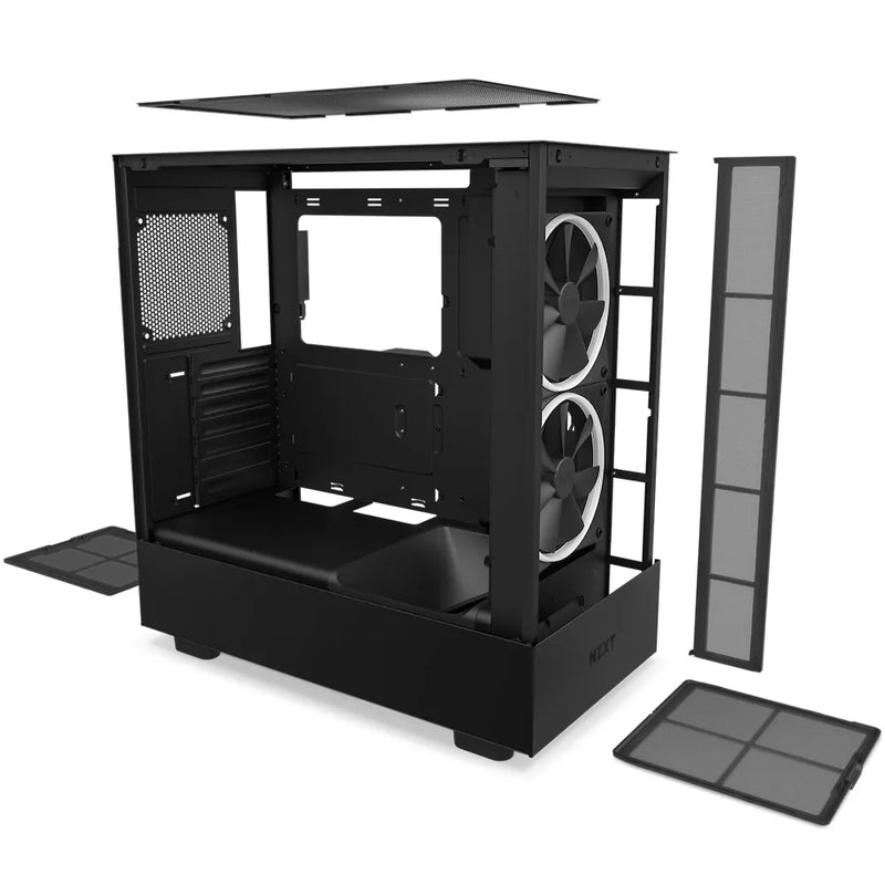 Nzxt H5Elite Mid-Tower Matte Black | Tempered Glass Front Panel And Built-In Rgb Controller | Perforated Top Panel | Includes