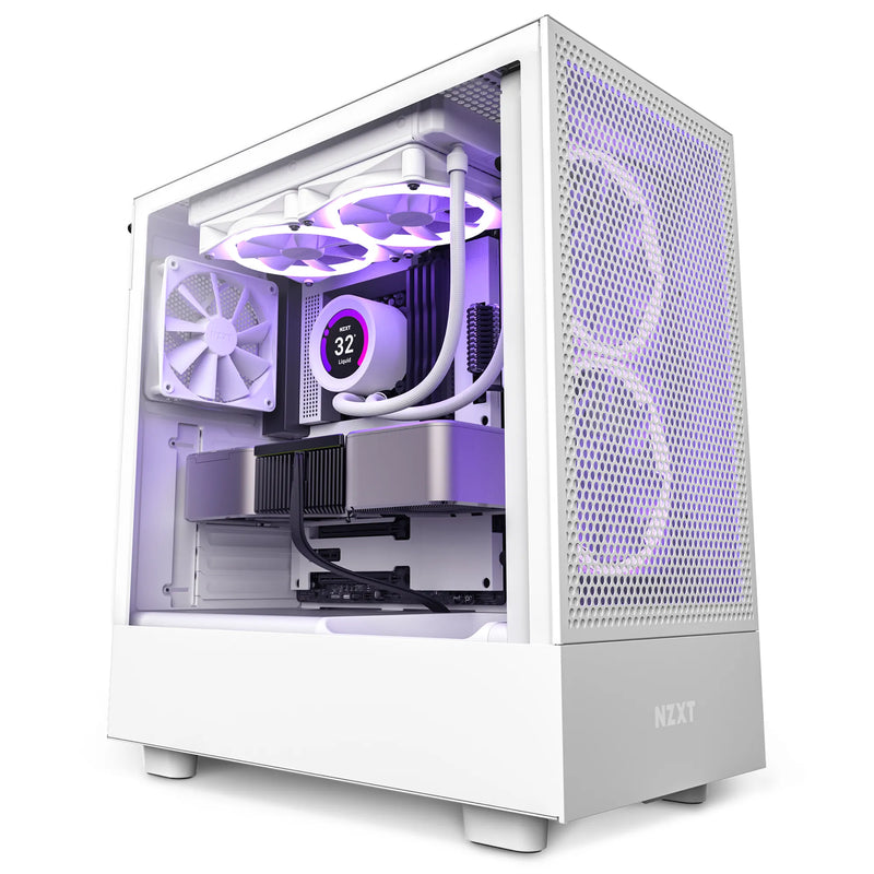 Nzxt H5 Mid-Tower Matte White | Tempered Glass | Perforated Front And Top Panel | Includes X2 F Series Quiet 120Mm Fans