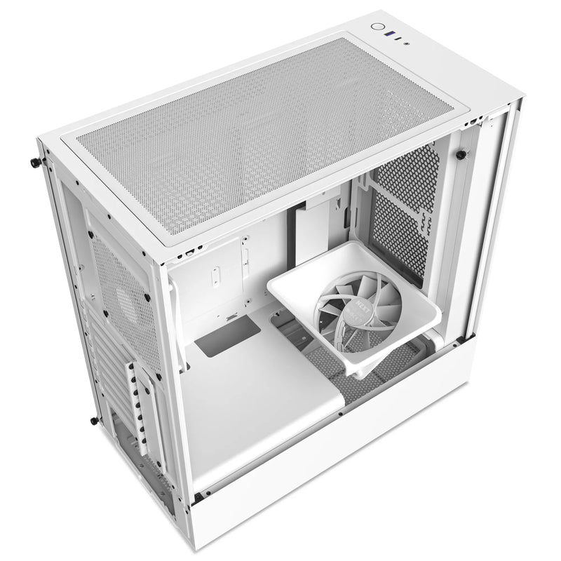 Nzxt H5 Mid-Tower Matte White | Tempered Glass | Perforated Front And Top Panel | Includes X2 F Series Quiet 120Mm Fans