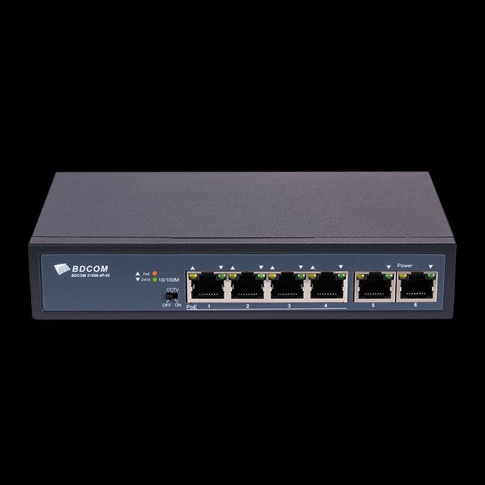 Bdcom 6-Port 10 100 Poe Switch (4 Poe Ports, 2 Base-T Ports)