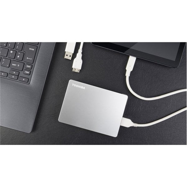 Toshiba Storage Canvio Flex 2Tb Silver Usb 3.2 Gen 1 Usb Powered 3 Year Warranty.