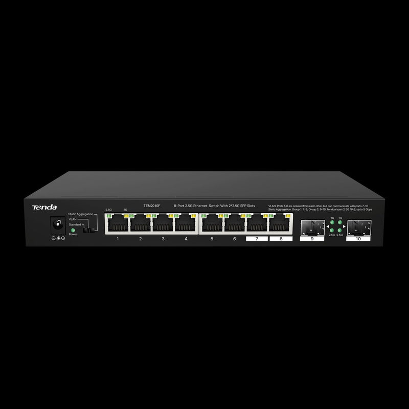 Tenda 8-Port 2.5G Ethernet Switch With 2X 2.5G Sfp Slots Tem2010F