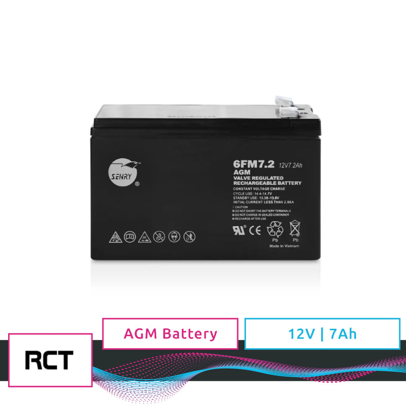 Rct Senry 12V Dc 7Ah Rechargeable Sealed Agm Battery