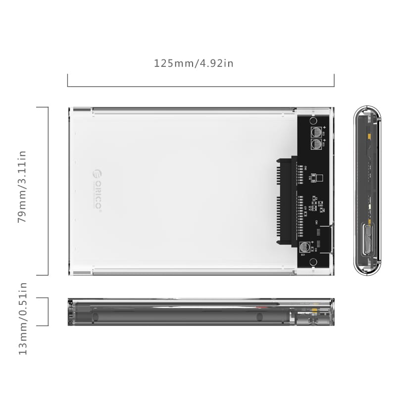 Orico 2.5" Usb3.0 Transparent Hdd Enclosure