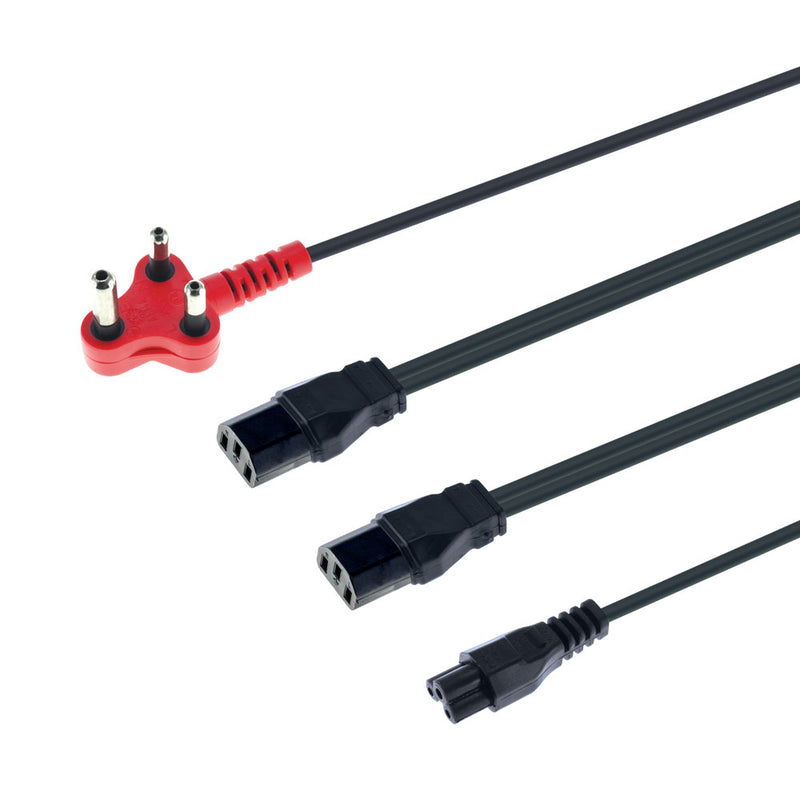 4M Multi-Headed Dedicated Power Cable - 2X Iec And 1X Clover