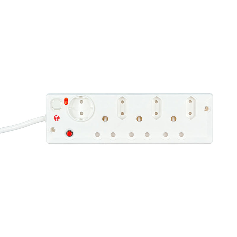 7-Port Multiplug With Switch And Surge Protection - 1X 10A Shuko, 3X 6A Euro And 3X 15A Sa