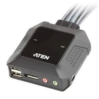 Aten 2-Port Usb Displayport Cable Kvm Switch