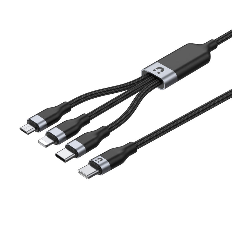 Unitek C14101Bk 1.5M 3-In-1 Type-C To Lightning Type-C Micro Usb Multi Charging Cable