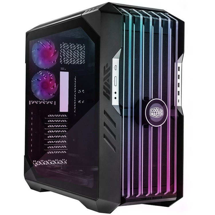 Cooler Master Haf700 Evo Atx Ultra Case Huge Io Front Lcd Panel Argb 5 Included Argb Fans