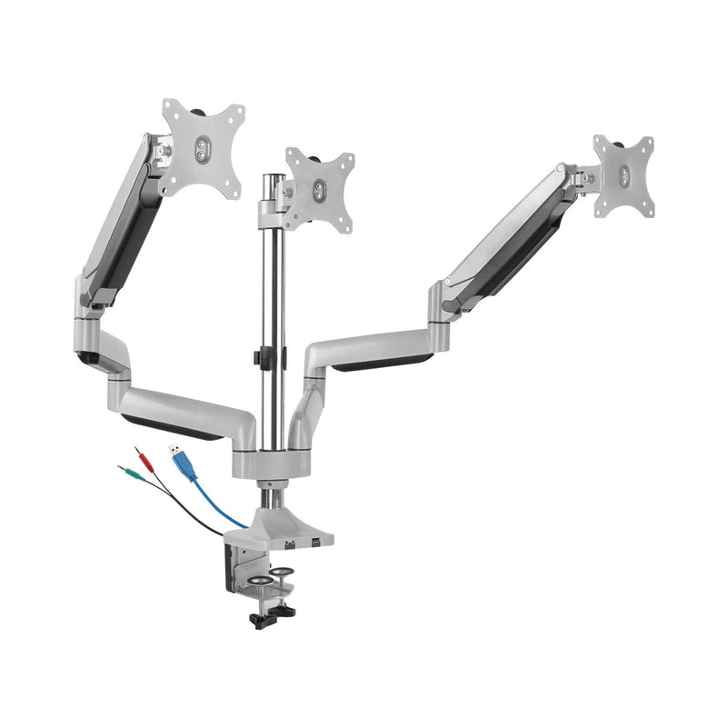 Bracket - Triple Monitor Interactive Counterbalance Aluminum Monitor Arm With 3.0 Usb Port And Multi-Media Port