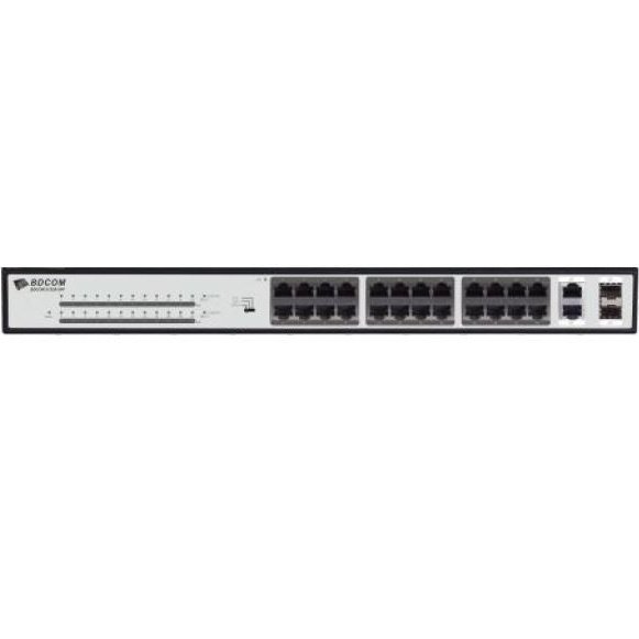 Bdcom 24-Port 10 100 370W Poe Switch, 24 Poe Ports, 2 X 1000Mbps Combo Ports