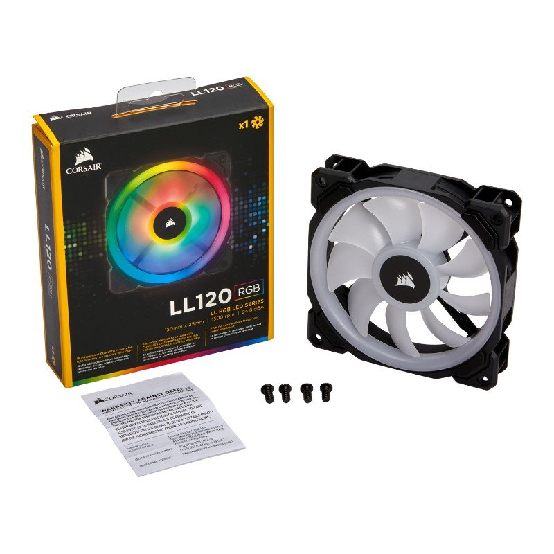 Corsair Ll120 Rgb 120Mm Dual Light Loop Rgb Led Pwm Cooling Fan - White Stunning Rgb Effects And Efficient Cooling