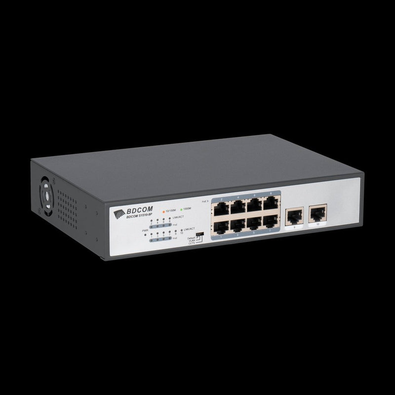 Bdcom Unmanaged 8-Port Gigabit 120W Poe Switch, 8 Poe Ports, 2 Ge Tx Ports