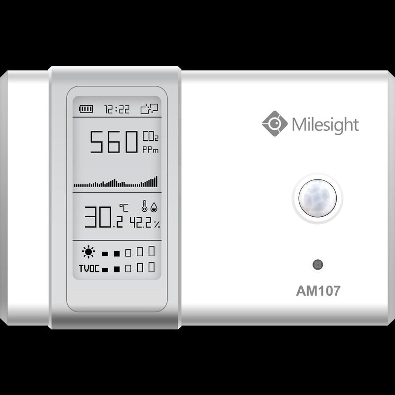 Milesight Indoor Ambience Monitoring - Temperature, Humidity, Motion, Light, Co2, Tvoc Sensor