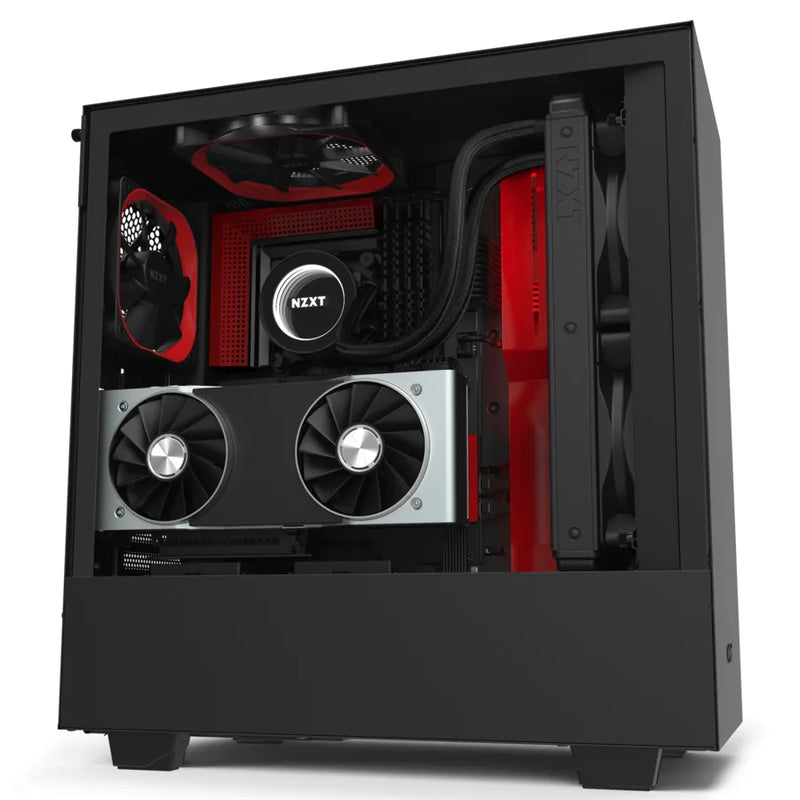 Nzxt H510I Black/Red Compact Mid-Tower With Lighting And Fan Control