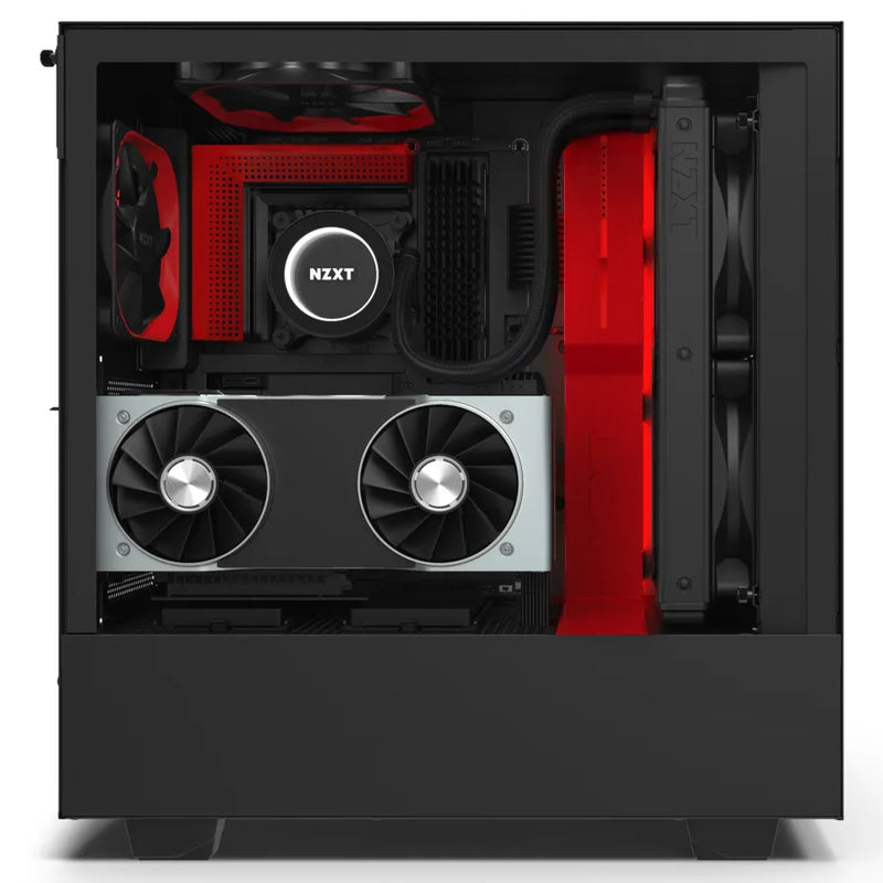 Nzxt H510I Black/Red Compact Mid-Tower With Lighting And Fan Control