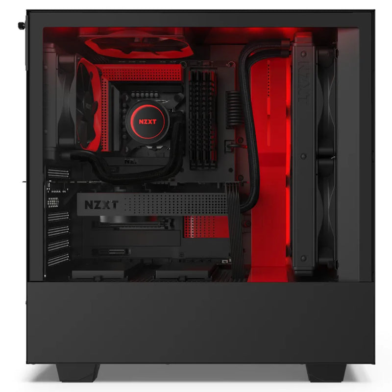 Nzxt H510I Black/Red Compact Mid-Tower With Lighting And Fan Control