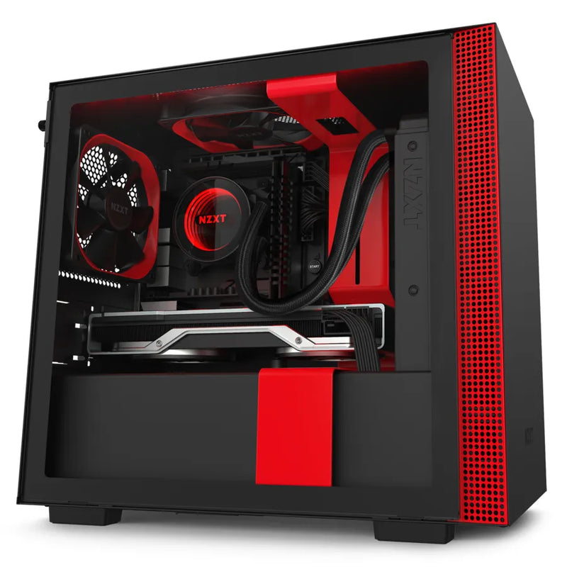 Nzxt H210I Black Red Mini-Itx Case With Lighting And Fan Control