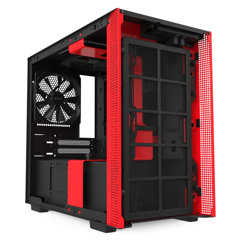 Nzxt H210I Black Red Mini-Itx Case With Lighting And Fan Control