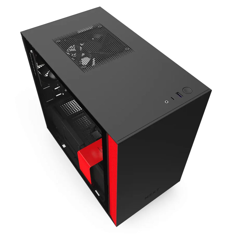 Nzxt H210I Black Red Mini-Itx Case With Lighting And Fan Control