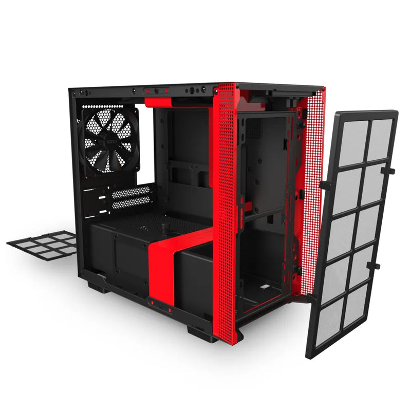 Nzxt H210I Black Red Mini-Itx Case With Lighting And Fan Control