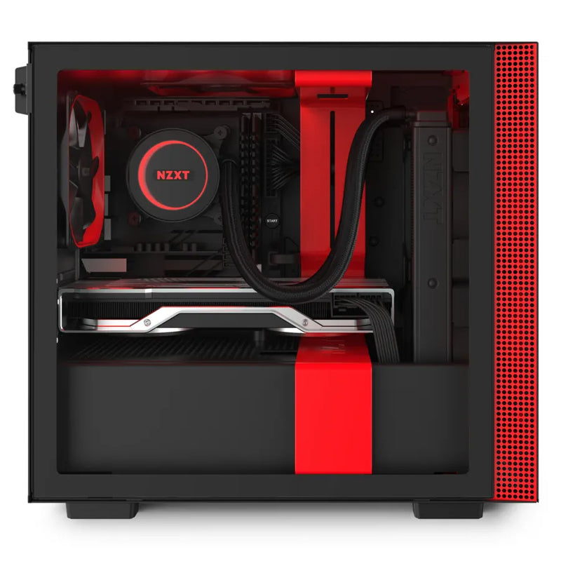 Nzxt H210I Black Red Mini-Itx Case With Lighting And Fan Control