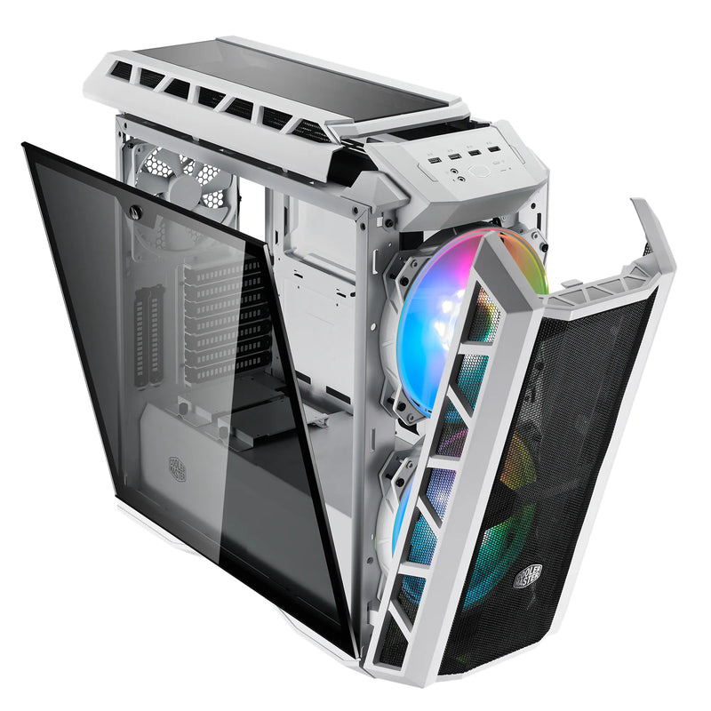 Cooler Master Mastercase H500P Atx  Mesh White  Tempered Glass Window  2 X 200Mm Argb Fans  Mesh Front  Argb Controller