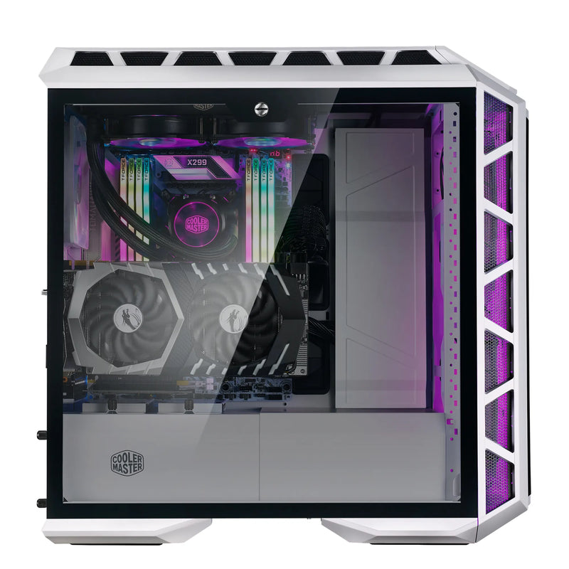 Cooler Master Mastercase H500P Atx  Mesh White  Tempered Glass Window  2 X 200Mm Argb Fans  Mesh Front  Argb Controller