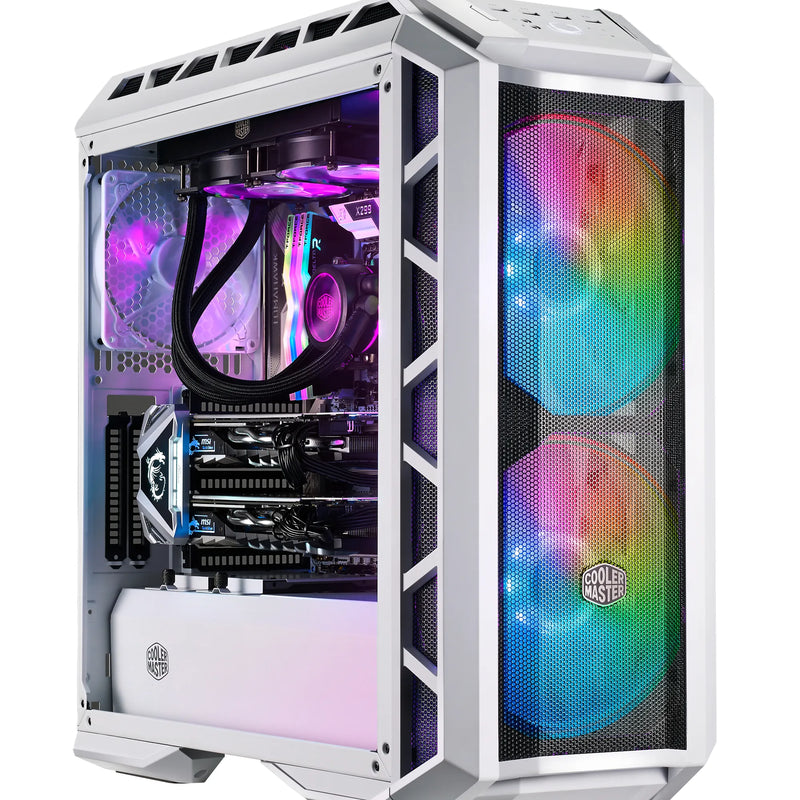 Cooler Master Mastercase H500P Atx  Mesh White  Tempered Glass Window  2 X 200Mm Argb Fans  Mesh Front  Argb Controller