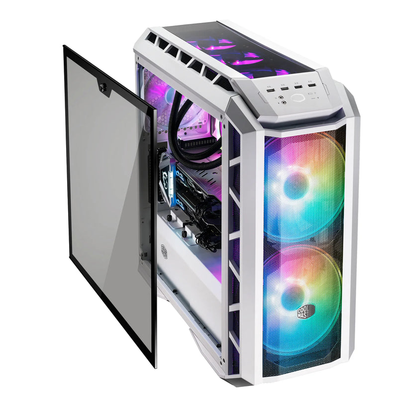 Cooler Master Mastercase H500P Atx  Mesh White  Tempered Glass Window  2 X 200Mm Argb Fans  Mesh Front  Argb Controller