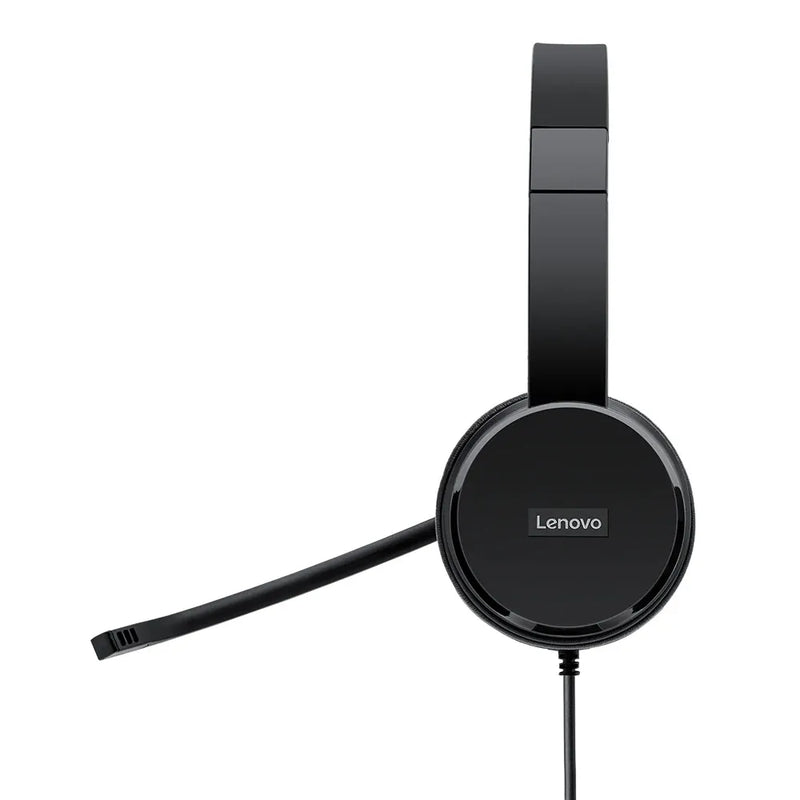 Lenovo 100 Usb Stereo Headset 1.8M Noice Cancelling Mic Protein Leather Memory-Foam Ear Cups And Rotatable Boom Microphone