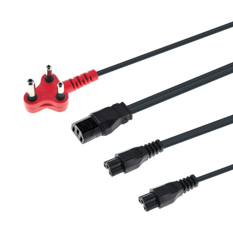 4M Multi-Headed Dedicated Power Cable - 1X Iec And 2X Clover