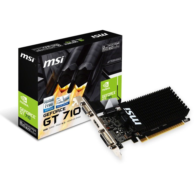 Gigabyte Nvidia Geforce Gt710 2Gb Gddr3 Graphics Card Pci-E 2.0 Passive Cooling With Low-Profile Brackets Hdmi Dvi-D Vga.