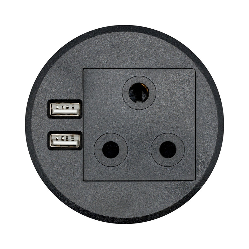 Power Grommet With Usb Charging - Black