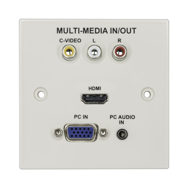 Multimedia Face Plate - 3X Rca Av, 1X Hdmi, 1X Vga, 1X Audio