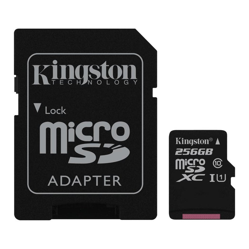 Kingston 256gb Microsdhc Canvas Select 80r Cl10 Uhs-i Card + Sd Adapter