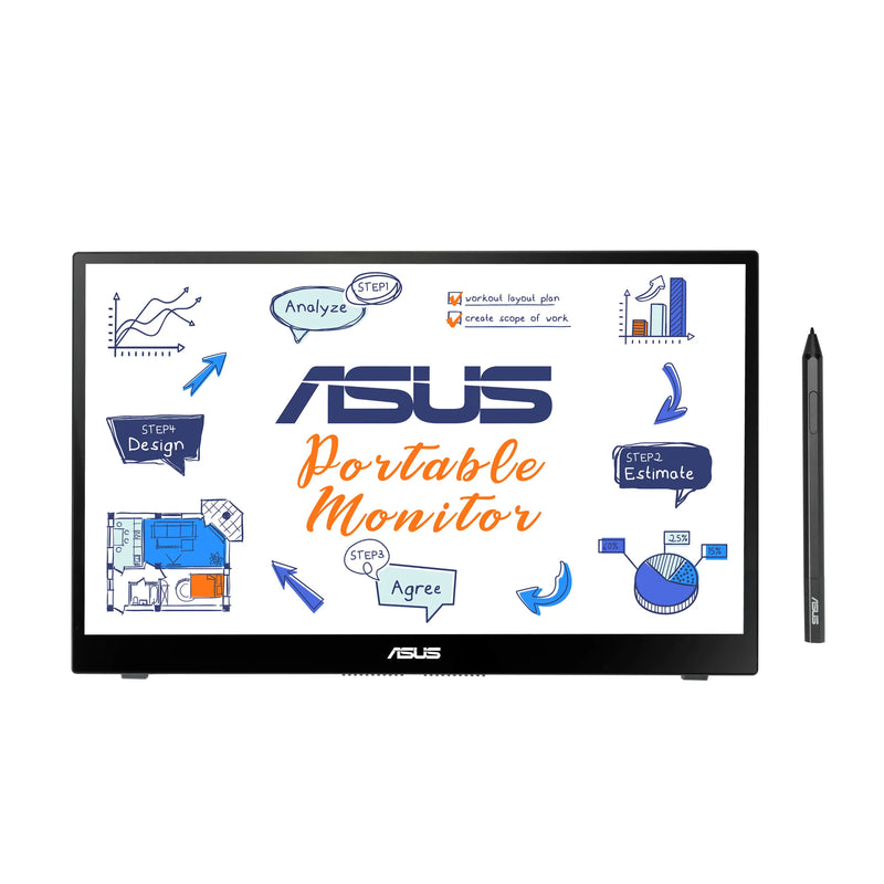 Asus Monitor Asus Zenscreen Ink Mb14Ahd Portable Monitor – 14-Inch Fhd (1920 X 1080); Ips; 10-Point Touch; Stylus Pen; Usb-C®; Micro Hdmi;Erg