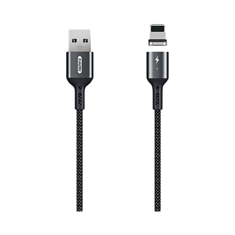 Remax Cigan Series 1M 3A Usb To Lightning Cable With Magnet Connection - Black