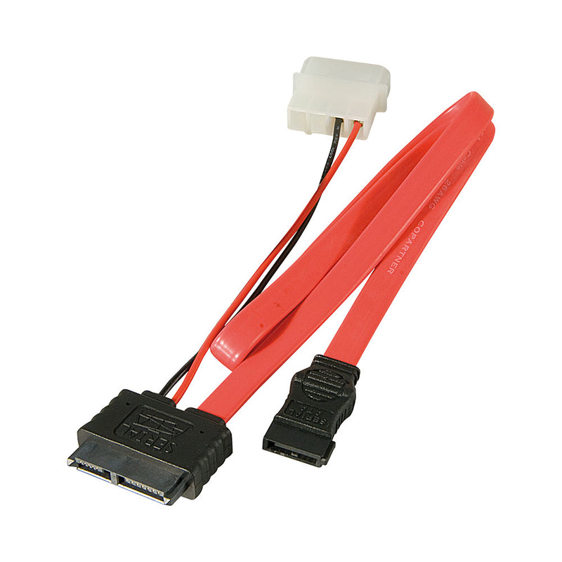 Lindy Internal Slim Sata Cable With 5.25" Psu Power Connection - 0.3M