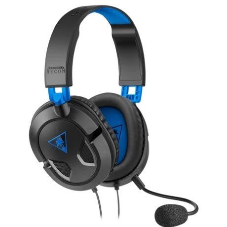 Turtle Beach Recon 50P Cross Platform Gaming Headset With Microphone Designed For Ps5, Ps4 Pro, And Ps4, High-Quality 40Mm Drivers Over Ear Speakers, Synthetic Leather With Foam Cushions, Connects Via 3.5Mm Jack. Colour Black And Blue, Retail Box, 1 Year