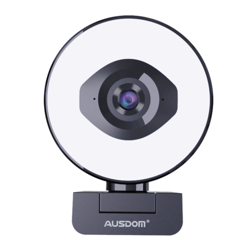 Ausdom Af660 1080P 60Fps 12 White Led Omni-Directional Mic 70 Fov Usb Streaming Webcam - Black