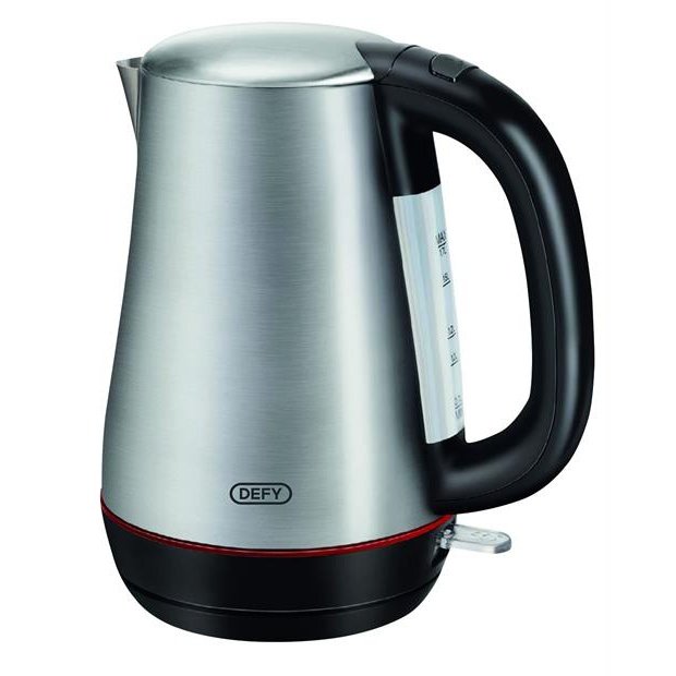 Defy 1.7L Cordless Sliver Stainless Steel Finish Kettle 2200W - Paired With Ta828S Defy 2 Slice Inox Stainless Steel Toaster Retail Box 1 Year Warranty